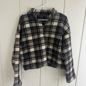 Love Tree Black and Cream Fleece Jacket